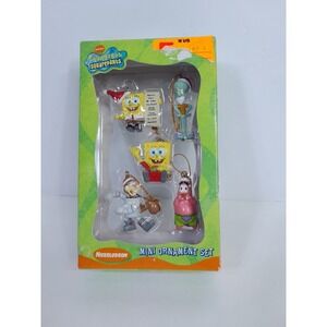 SPONGEBOB 5 piece mini Holiday Ornament Set Christmas Nickelodeon 2003 Vtg